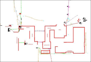 Plan van ondergrondse kabels en leidingen