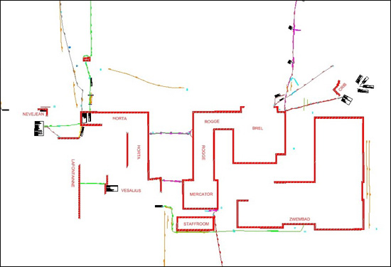 Plan van ondergrondse kabels en leidingen